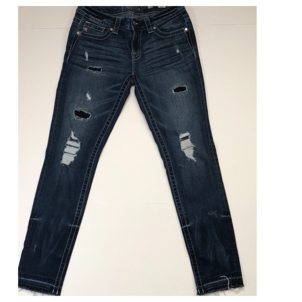 Miss Me Mid Rise Skinny Distressed Raw Hem Jean
